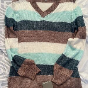 Falls Creek Multicolor Striped V-Neck Cardigan